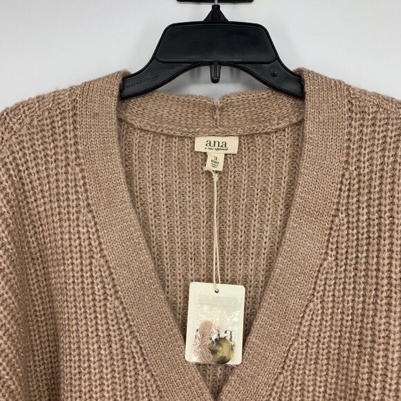 a.n.a Cardigan Pink V Neck Button Down Long Sleeve Ribbed - Picture 2 of 8